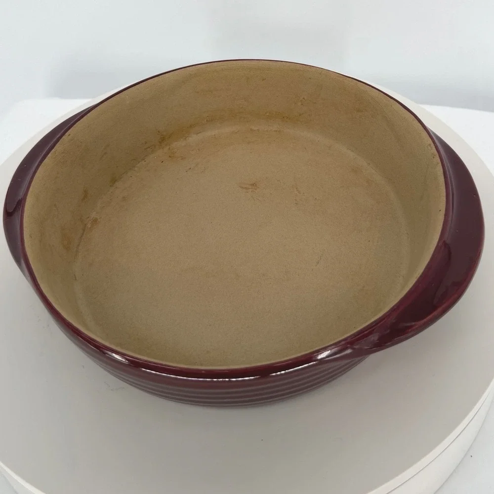 Pampered Chef Family Heritage Stoneware Burgundy Baking Dish 7